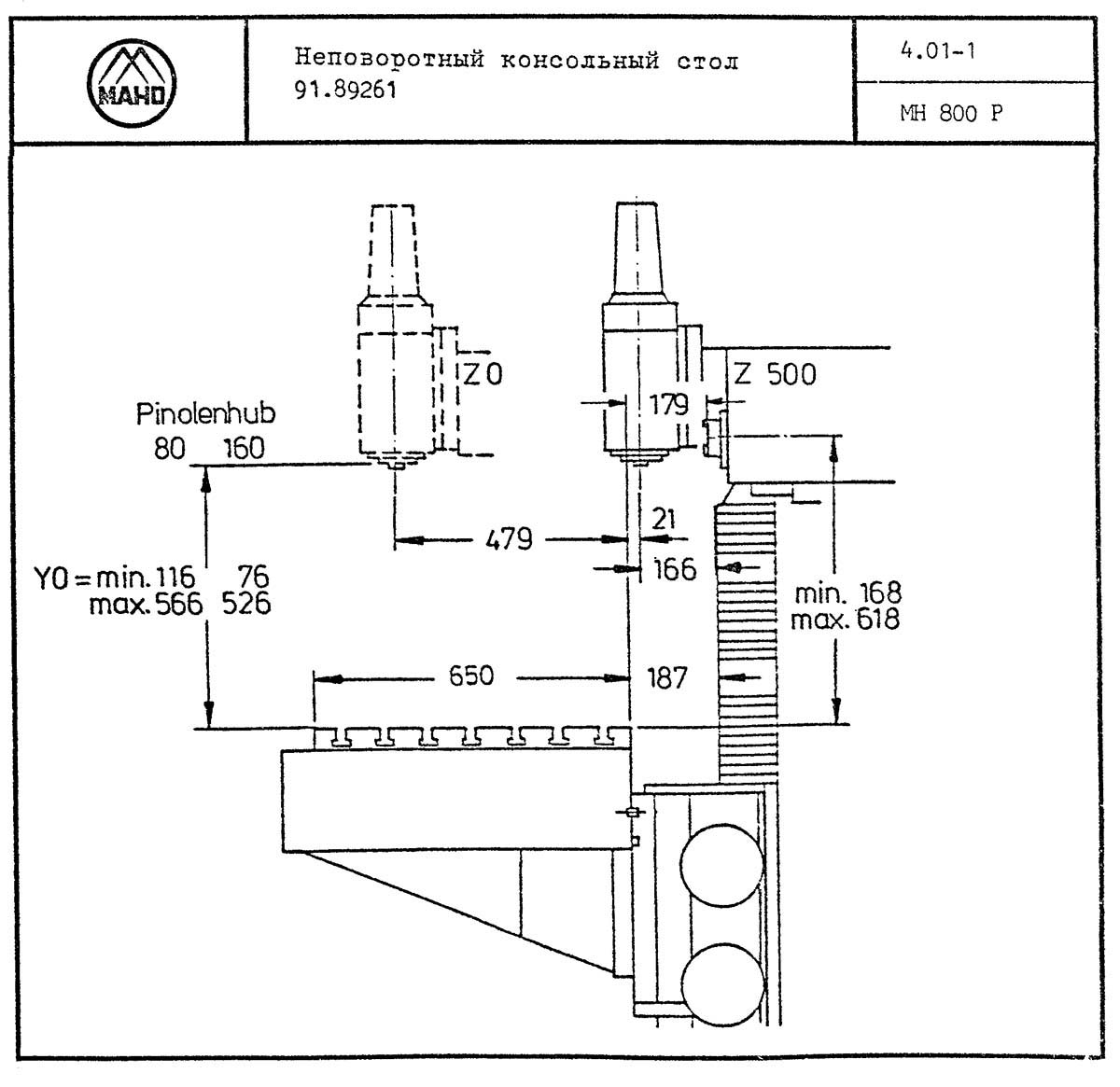 Стол неповоротный фрезерного верстата MAHO 800